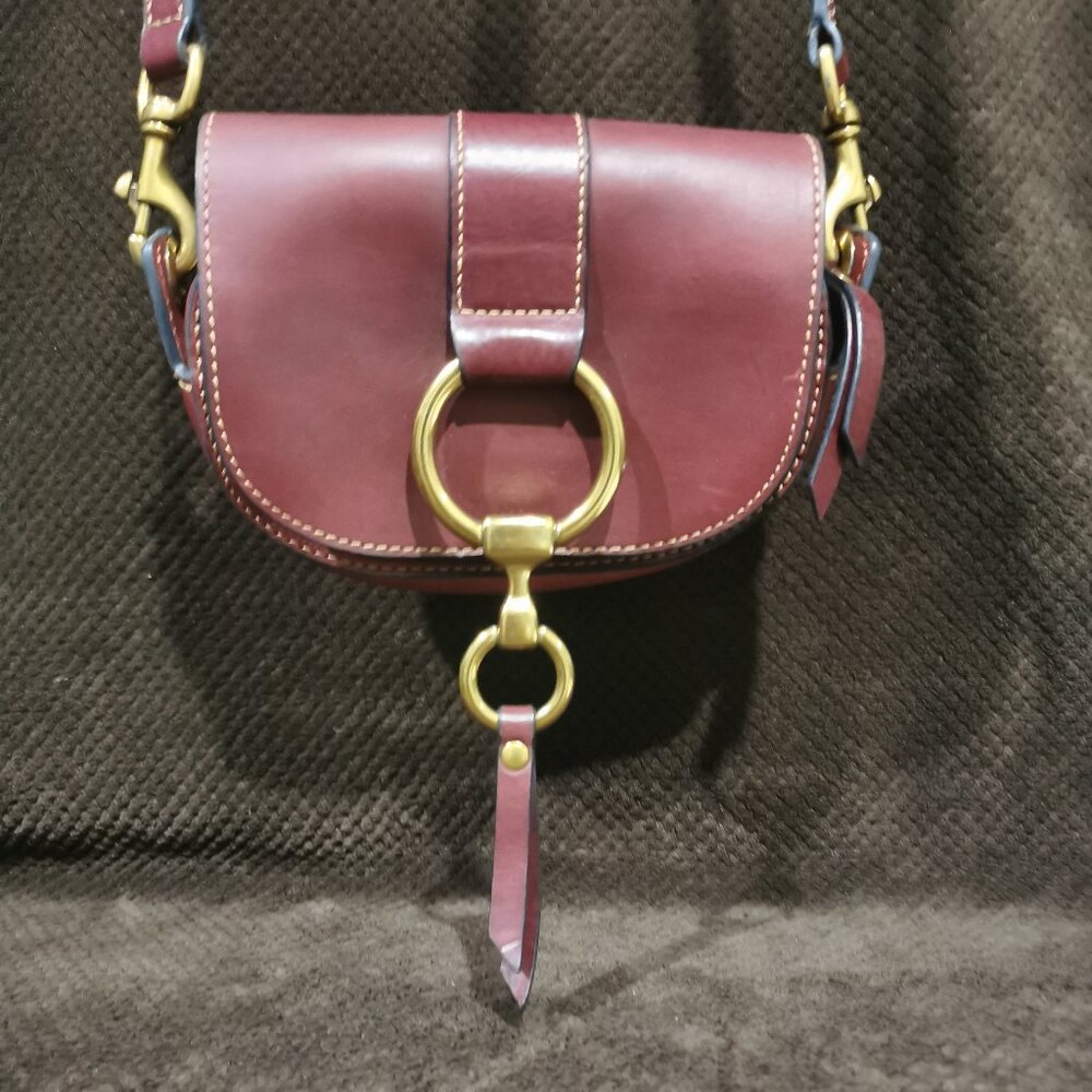 Burgundy/Antique Brass Crossbody EUC # 232 - Picture 2 of 15